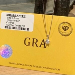 New .5 ct Moissanite Solitaire Pendant Necklace in Silver